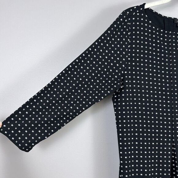 J. Jill Wearever Women's Small Dress Black Shift Knit 3/4 Sleeve Stretch Dots - Picture 2 of 6